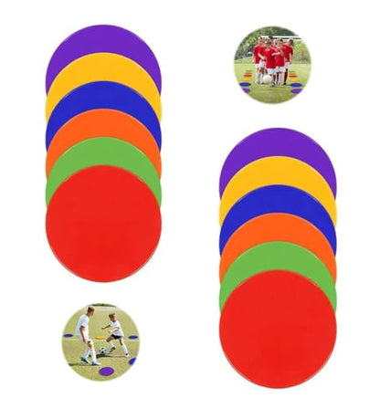 8 Inch Poly Vinyl Spot Markers, 12 Pcs | Non Slip Rubber, Agility Markers, Flat Field Cones Floor Dots, For Exercise Drills, Sports, Speed Agility Training