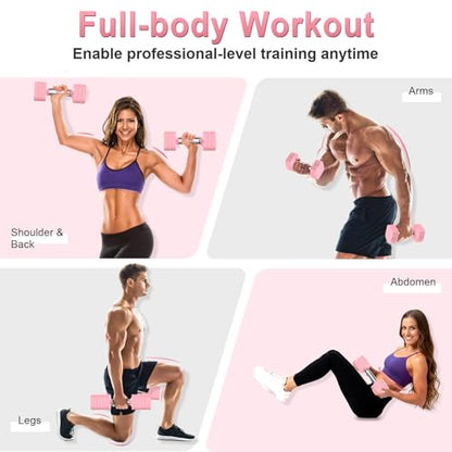 Hezeyferg 30.8LB Adjustable Dumbbell Set, Each Adjustable Weight Dumbbell with 6 Levels 4.4/6.6/8.8/11/13.2/15.4lb, Hand Weights Set for Men/Women Home Gym Exercise Workout - color: Pink