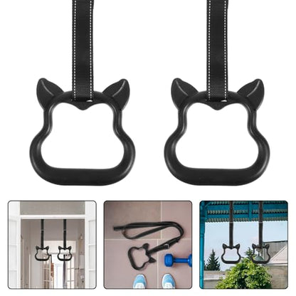 ibasenice Gymnastics Pull up Rings Set with Adjustable Straps, Black Plastic Fitness Workout Rings for Indoor and Outdoor Strength Training and Muscle Development