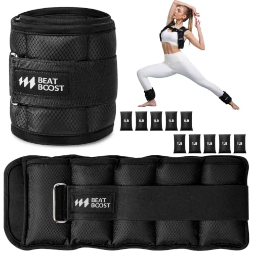 Beatboost Ankle Weights Adjustable 10lb for Women Men