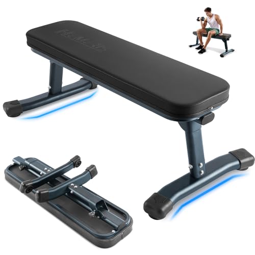 Flat Weight Bench, 2.4 Inch Thick Pad Workout Bench 660 LBS Bench Press Exercise Equipment for Home Gym Strength Weight Training