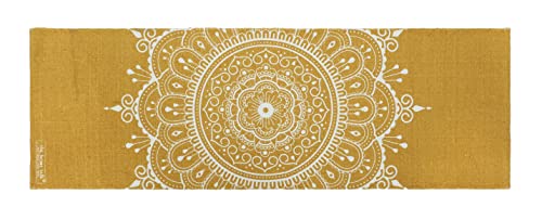 Hand Woven 100% Cotton Yoga Mat- Thick Handloom Made in India- for Gym Floor Exercise - Runner for Bedroom - color: Yellow