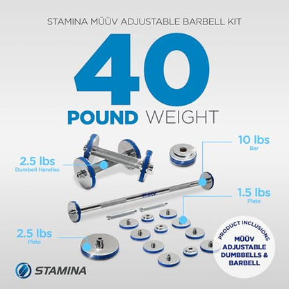 müüv Adjustable Dumbbell & Barbell Set for Home Gym - size: Barbell and Dumbbell Set