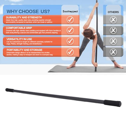 Yosoo Health Gear Adjustable Yoga Stretch Stick, 3 Lengths