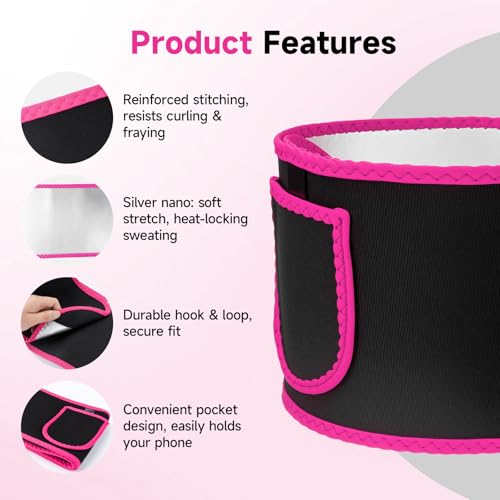 Waist Trainer for Women, Silver Nano Sweat Training Band, Adjustable Belly Wrap for Workout & Postpartum Support