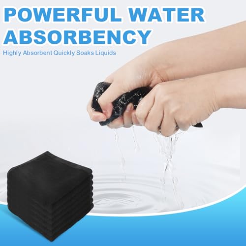 6 Pack Bamboo Fiber Washcloths Face Towels for Body - color: Black