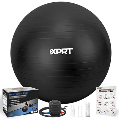 XPRT Fitness Exercise Ball (55/65/75cm) - Yoga Ball for Home Gym Workout, Physical Therapy, Balance, Stability Training - Office Ball Chair with Quick Pump (5 Colors)