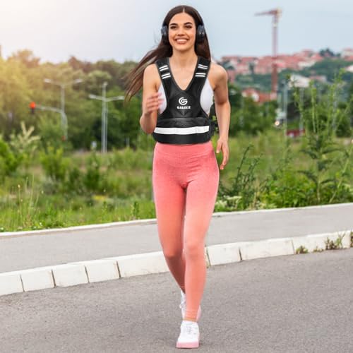 Adjustable Weighted Vest for Women, 4-10/11-20 LB Vest with Ironsand Weights for Strength Training, Adjustable Weighted Vest with Reflective Strip for Night Use