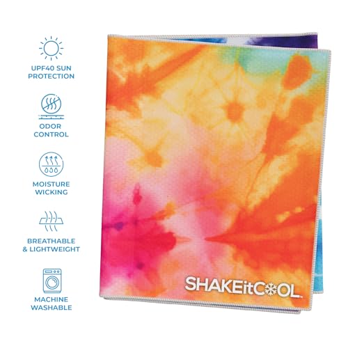 Extended Size Cooling Towel – Be Cool in Style - Heat Relief, Soft, Lightweight, Sun Protection, Easy Clean - Perfect for Biking, Hiking, Running, Yoga, Golf, Gardening - Tie Dye Ring M - color: Tie Dye Ring