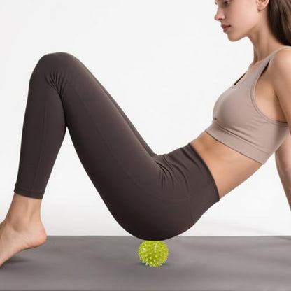 Spiky Massage Balls, 2PCS (Firm and Soft) - color: Softgreen+hardblue