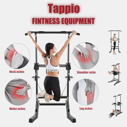 Tappio Power Tower Pull Up Bar for Home Gym, Multi Functional Pull Up Bar Stand Dip Bar Station, Adjustable Height Workout Dip Station Strength Training Fitness Equipment