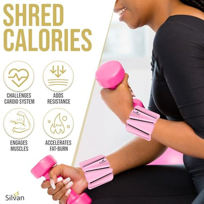 Adjustable Wrist & Ankle Weights for Women & Men, 2 Pieces, 1 lb Each (2 lbs Total), Weighted Bangles for Walking, Running, Yoga, Pilates, Barre, Cardio & Home Workouts