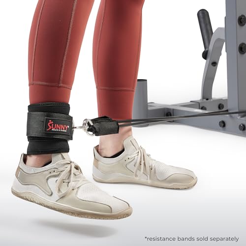 Sunny Health & Fitness Premium Resistance Band Set with Door Anchors, Wrist Straps, Handles Carry Bag Optional Padded Ankle Straps (Pair) for Strength Training, Booty Workout, Lower Body Exercises - style: NO. 091