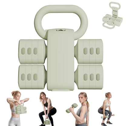 Adjustable Kettlebell Set, 4-in-1 Free Weight Kettlebell sets (5.5lbs 7.7lbs 9.9lbs 12.1lbs) for women, Hand Weight Dumbbell Set of 2 for Home Gym Fitness Training - color: Green