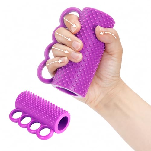 Hand Exercise Grip Ball for Grip Strength Training, 4-Finger Squeeze Ball, Textured Silicone Finger Exerciser for Stroke Hand Exercise, Arthritis and Carpal Tunnel Routines and Stress Relief