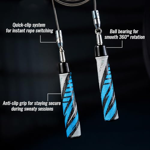 HEREROPE Weighted Jump Rope for Men Women Interchangeable 1/6lb 1/4lb 1/2lb Heavy Jump Rope- Adjustable Length, Tangle Free, Smooth Ball Bearing, Anti-slip Grip, Skipping Rope for Weight Loss
