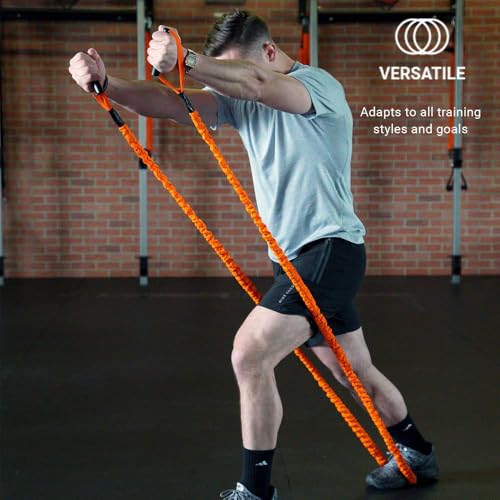 Slastix Toner Resistance Bands with Handles | Safe Sleeve Exercise Bands for Strength Training, Full Body Workouts, and Home Gym Fitness