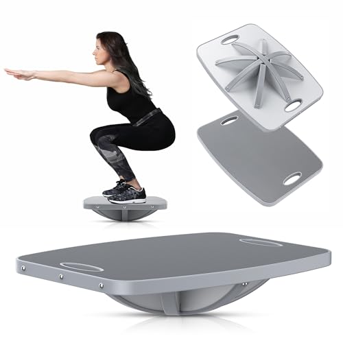 Professional Wooden Balance Board, 360 Degree Portable Wobble Board with Comfortable Surface, Standing Desk Rocker Board for Physical Therapy, Core Strength Stability Training