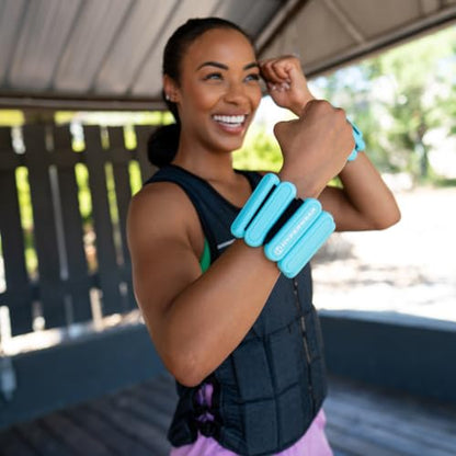 Hyperwear Stylish Wrist & Ankle Weights – 1 lb Each (2 lb Set), Adjustable Soft Weights for Walking, Running, Pilates, Barre & Dance - color: Black Gloss