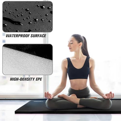 RitFit Upgraded Folding Exercise Mat, 2 Inch Thick Gymnastics Mat - color: Black(4' x 8')