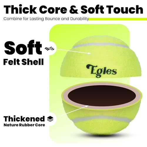 Egles 12/20/60 Packs Tennis Balls for Training and Dogs, High Elasticity Practice Tennis Ball with Mesh Bag for Transport and Beginner Exercise, Durable Pet Playing Tennis Ball Set