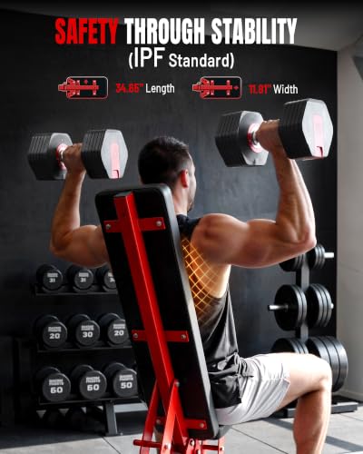 Mikolo Weight Bench - 1300 Weight Capacity and 40 Adjustable Positions for Full Body Workouts, Incline, Decline and Flat Setting for Garage and Home Gym