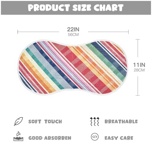 Colorful Stripes Muslin Burp Cloths 1 Pack - Extra Large 22"x11", 4-Layer Soft Absorbent Cotton, Waterproof Backing, Baby Drool Rags for Newborn