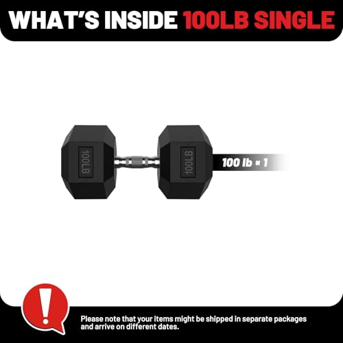 PAPABABE HEX Dumbbell Set 2.5-125lb, Rubber Encased Home Gym Dumbbells, Exercise & Fitness Weights Dumbbells for Women & Men, Hand Weight for Strength Training - size: 100 lb, Single, style: Chrome Handle