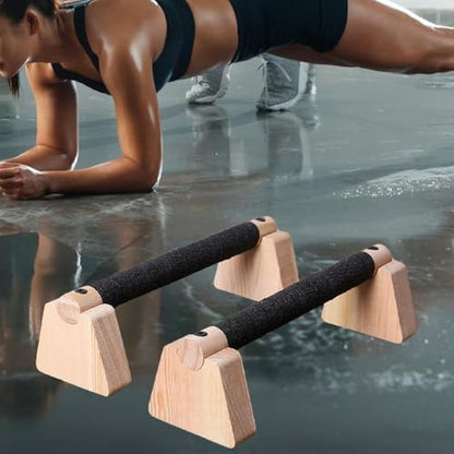 Colaxi 2Pcs Push up Bar Parallettes Bar for Adults Non Slip Base Exercise Home Workout Equipment Wood Push up Stand for Strength Training, Planks Calisthenics, Floor Workouts