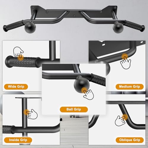 Kipika Heavy Duty Wall Mounted Doorway Pull Up Bar, Multifunctional Chin Up Bar, Portable Fitness Door Bar, Body Workout Home Gym System