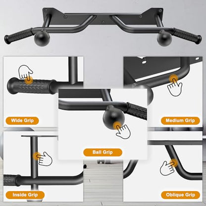 Kipika Heavy Duty Wall Mounted Doorway Pull Up Bar, Multifunctional Chin Up Bar, Portable Fitness Door Bar, Body Workout Home Gym System