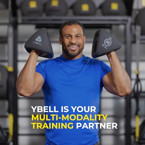 TRX YBell Pro Series 3-in-1 Dumbbell, Kettlebell and Push Up Stand Workout Equipment | Commercial Grade Powder Coated Surface | Perfect for Strength Training & Conditioning Workouts - size: 35 lbs