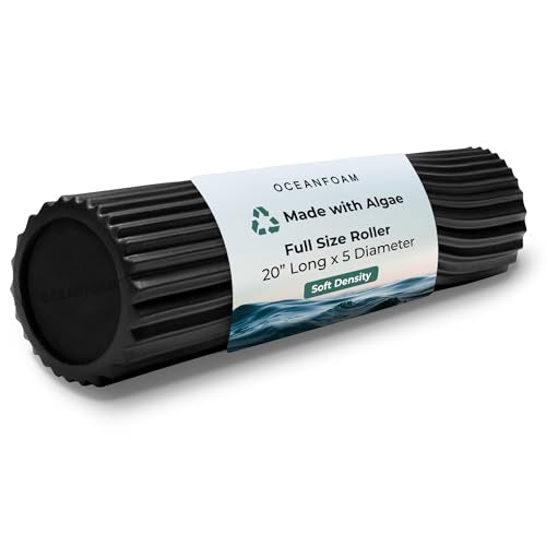 Soft Tidal Roller (Black) - Low Density Foam Roller for Physical Therapy, Back Pain, Excercise & Stretching - Wave Textured - Yoga, Athletics, & Wellness - Full Size, 20" x 5" - color: Black