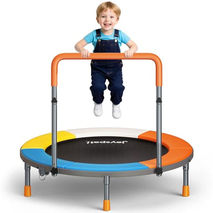 Premium 3FT Foldable Toddler Trampoline for Kids Ages 3-6, 36 Inch ASTM Certified Mini Trampoline with Adjustable Handle, 100 lbs Capacity, Quiet Elastic Bands, Safe for Indoor Outdoor Use - style: Classic New