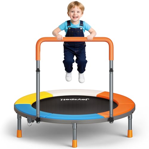 Premium 3FT Foldable Toddler Trampoline for Kids Ages 3-6, 36 Inch ASTM Certified Mini Trampoline with Adjustable Handle, 100 lbs Capacity, Quiet Elastic Bands, Safe for Indoor Outdoor Use - style: Classic New