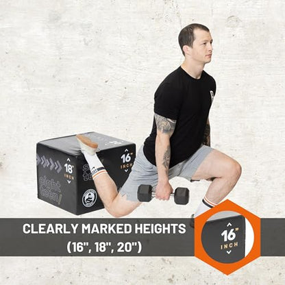 Plyo Box [Bells of Steel] 6-in-1 Foam Box Jumps, Plyometric Boxes, Squats, Step-Ups, Knee-ups, 20in x 24in x 30in and 14in x 16in x 18in