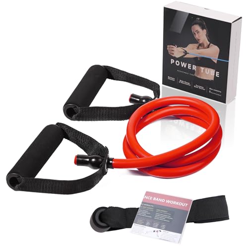 Resistance Bands with Handles and Door Anchor for Home Workouts - color: Light-red-20 lbs