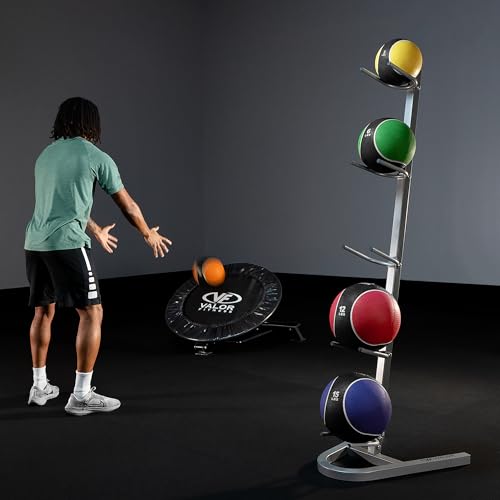 Valor Fitness Adjustable Medicine Ball Rebounder Trainer with Ball Storage, 8-Position Reaction Trainer for Sports Training, Physical Therapy, Reflex & Solo Workouts