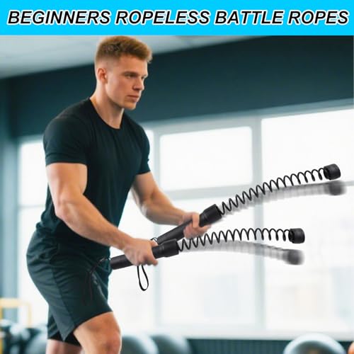 2pcs Cordless Battle Rope for Home Gym, Portable Ropeless Jump Weighted Exercise Crossrope Workout Flow Cross Cord Equipment for Training Strength HIIT Arms Chest Legs Fitness Enthusiasts Gifts