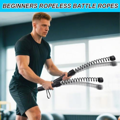 2pcs Cordless Battle Rope for Home Gym, Portable Ropeless Jump Weighted Exercise Crossrope Workout Flow Cross Cord Equipment for Training Strength HIIT Arms Chest Legs Fitness Enthusiasts Gifts
