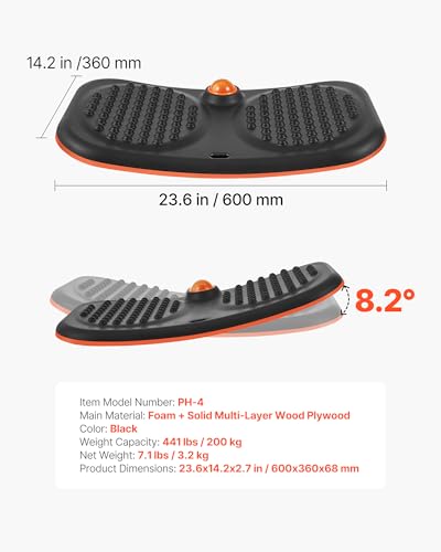 VEVOR Balance Board, Wobble Board Trainer for Adults, Premium Balance Training Equipment Rocker, Compact & Lightweight for Core Workouts, Standing Desk Exercise, Home Gym, Office, Workstation, Black