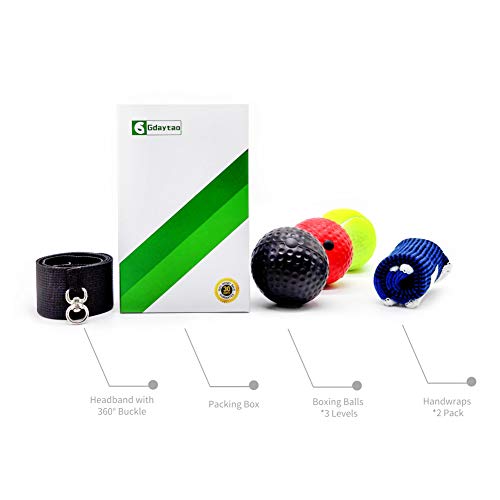 Boxing Reflex Ball Set with Handwraps - Boxball for Improved Hand-Eye Coordination Training, Box Ball, Boxballs, Boxing Ball with Headband, Head Reflex Ball, and More -3 Levels Box Ball Game