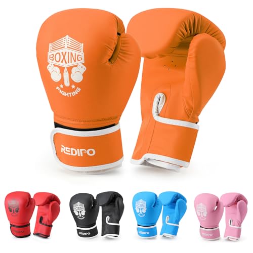 Kids Boxing Gloves, Sponge Foam Training Sparring Gloves Thai Kick Boxing for Kid and Youth, Suitable for Boys and Girls Age 3 to 9 Years - color: Orange, size: 6oz