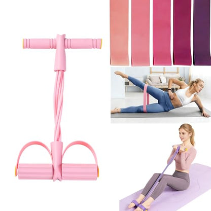 21 Fitness Resistance Bands Set with Pedal System – Resistance Bands & Tube Pedal Resistance Device, Multifunction Tension Rope for Full Body Workout, Exercise Bands for Abs, Fashion Puller for Women