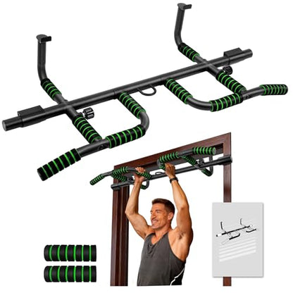 Upgrade Pull Up Bar for Doorway with Ergonomic Grip, Upto 440 Lbs Capacity No Screws Pullup Bar for Home Gym Indoor Exercise Strength Training, Authorized Under US Patent