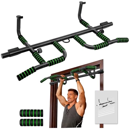 Upgrade Pull Up Bar for Doorway with Ergonomic Grip, Upto 440 Lbs Capacity No Screws Pullup Bar for Home Gym Indoor Exercise Strength Training, Authorized Under US Patent