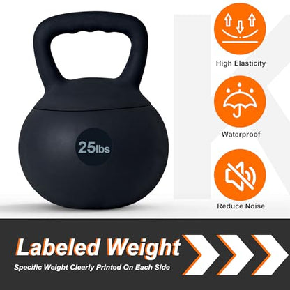 DlandHome Kettlebell Weights Strength Training Kettlebell-Great for Full Body Workout and Strength Training,Easy Grip Handle,PVC Filled with Iron Sand - color: Black-25lbs