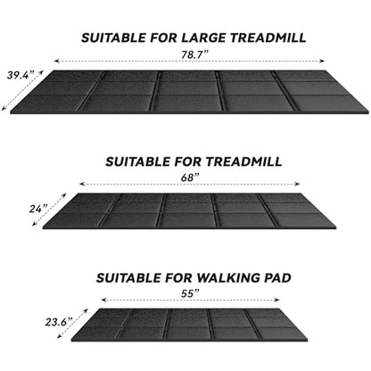 Treadmill Mat for Carpet &Hardwood Floors, 79" × 39.4" 0.16" Thick High Density, Non-Slip Fitness Equipment Mat, Mat for Under Treadmills, Elliptical, Exercise Bikes, Stationary Cycles