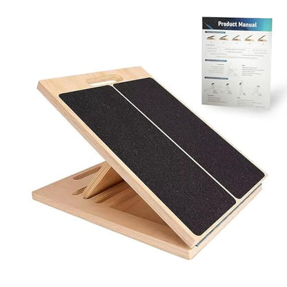 Wooden Slant Board, 5-Angle Adjustable Calf Stretcher, 16.5x12 in, 350 lb