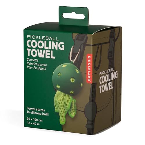 Kikkerland Pickleball Cooling Towel – Portable Workout Towel with Pickleball Case & Carabiner for Easy Carry & Access